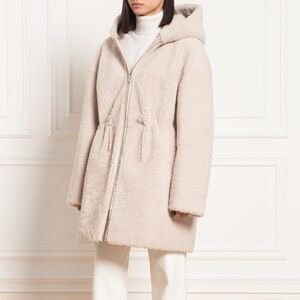 Yves Salomon reversible 100% shearling cream fur jacket coat hood M S Cucinelli